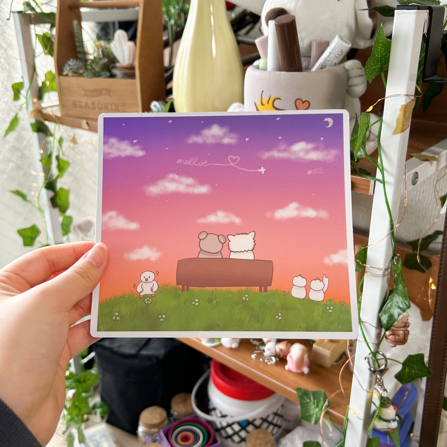 Stargazing Under the Sunset Print + Digital Wallpaper