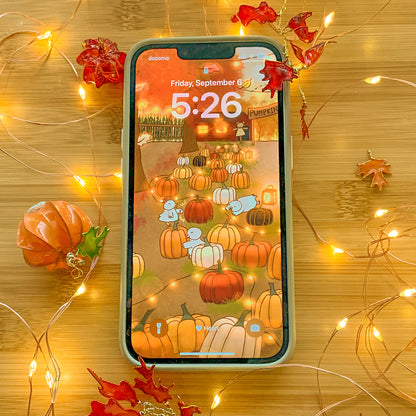 Pumpkin patch art print + digital wallpaper